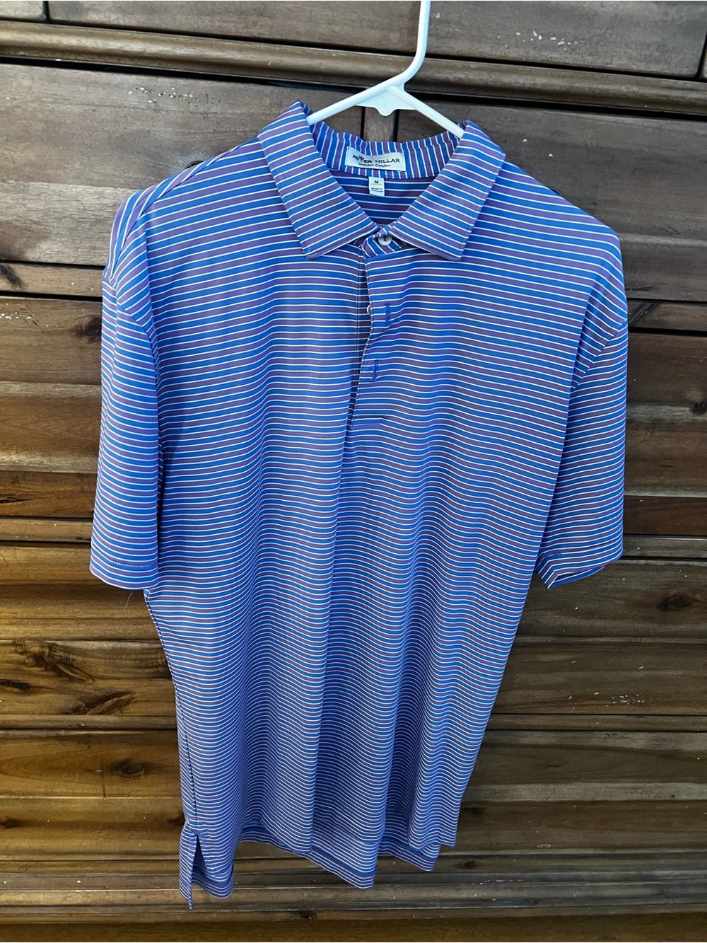 Peter Millar Summer Comfort Blue Purple Stripe Golf Polo Men’s M